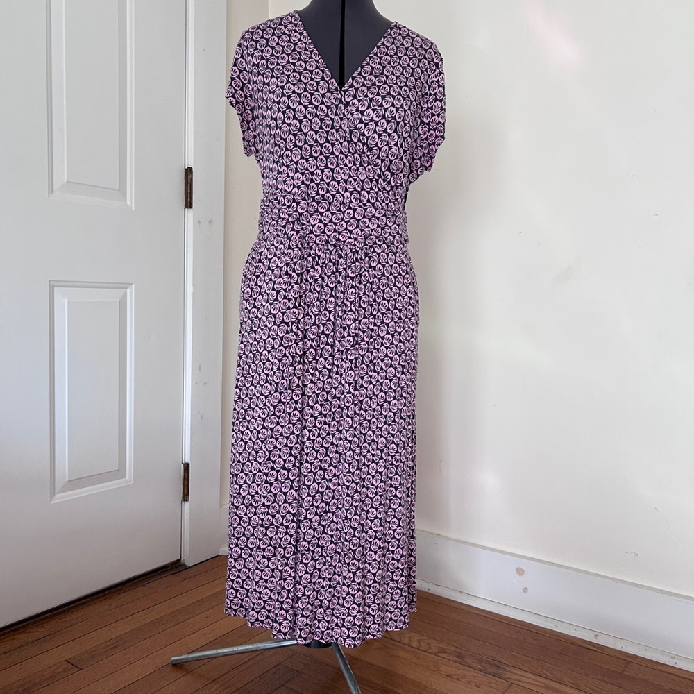 Boden Lola Faux Wrap Patterned Midi Dress